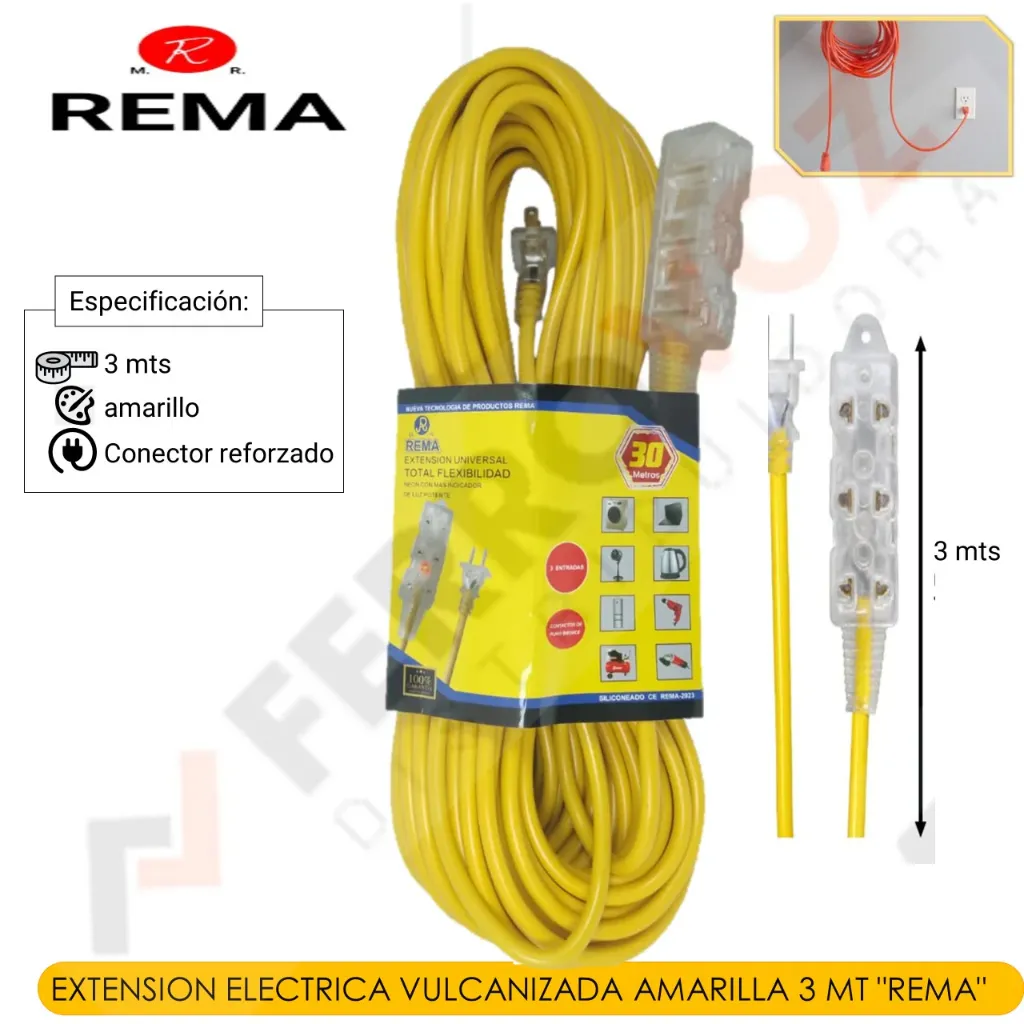 Extensión Eléctrica Vulcanizada Amarilla 3M REMA
