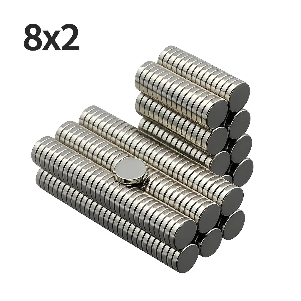 Imán Neodimio Redondo N35 8x2mm 10 und